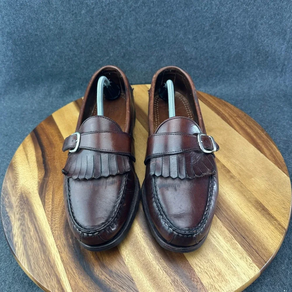Allen Edmonds Waterbury Loafers Brown Leather Monk Strap Buckle Kilted Sz 12EEE